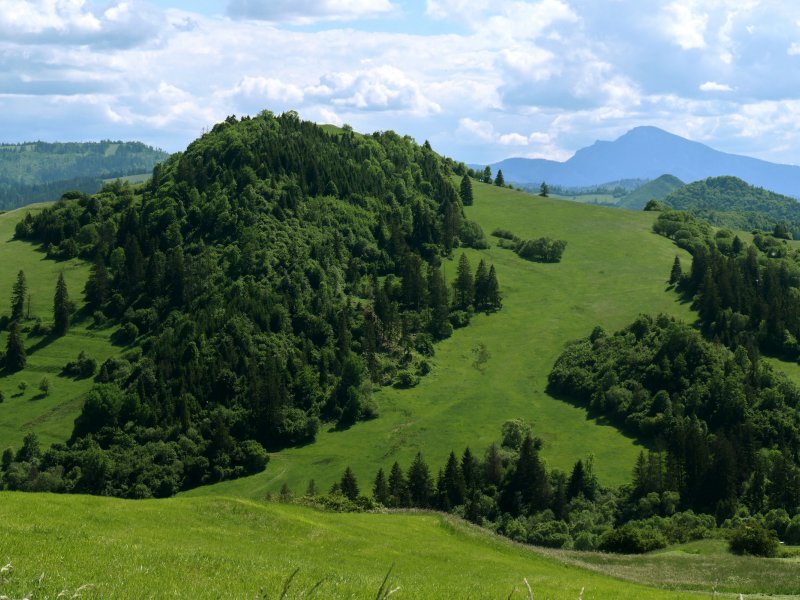 Na niebieskim szlaku z Jaworowego Wierchu do Twardoszyna, w tle Wielki Chocz, fot. Dariusz Tryba